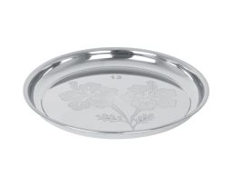 Floral Design Dinner Plate - Stainless Steel
