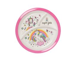 3-Partition Round Melamine Kids Plate
