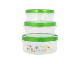 Plastic Storage Container - 3 PCs Set (Round Shape)