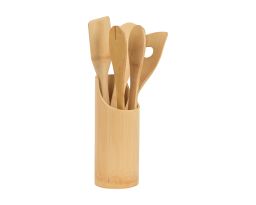 Natural Wooden Spoon Set - 4 PCs W/Holder