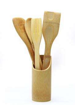 Wooden Spoon 4 Pcs with Holder